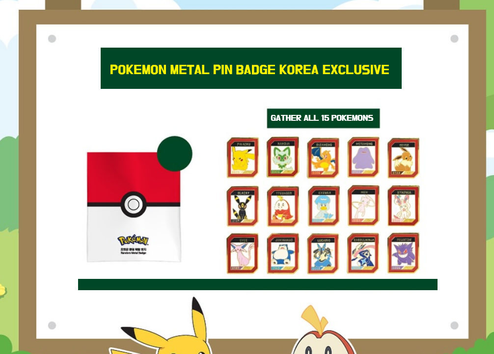 Pokemon Metal Lapel Pin Badge Pokemon Korea Exclusive Pikachu Eevee Charizard