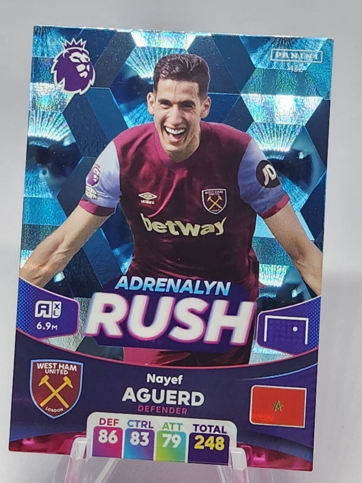 Nayef Aguerd ADRENALYN RUSH PANINI ADRENALYN XL 2024 No.432 West Ham excellent