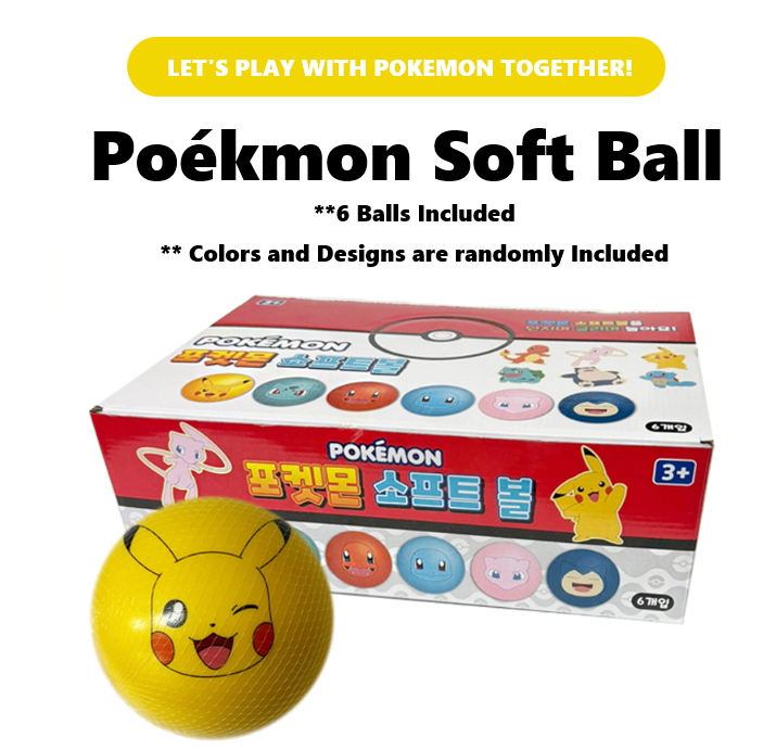 Pokemon Soft Inflectable Ball ( 6 Balls ) Factory Sealed Kids