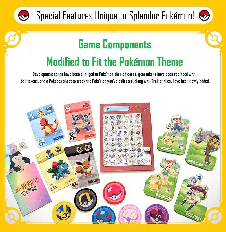 Splendor Pokemon Edition Board Game Korea Exclusive Version Pikachu Korean