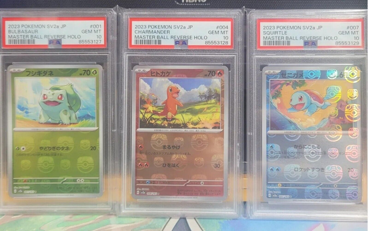 PSA 10 Bulbasaur Charmander Squirtle Master Ball Holo 151 Japanese Pokemon Cards